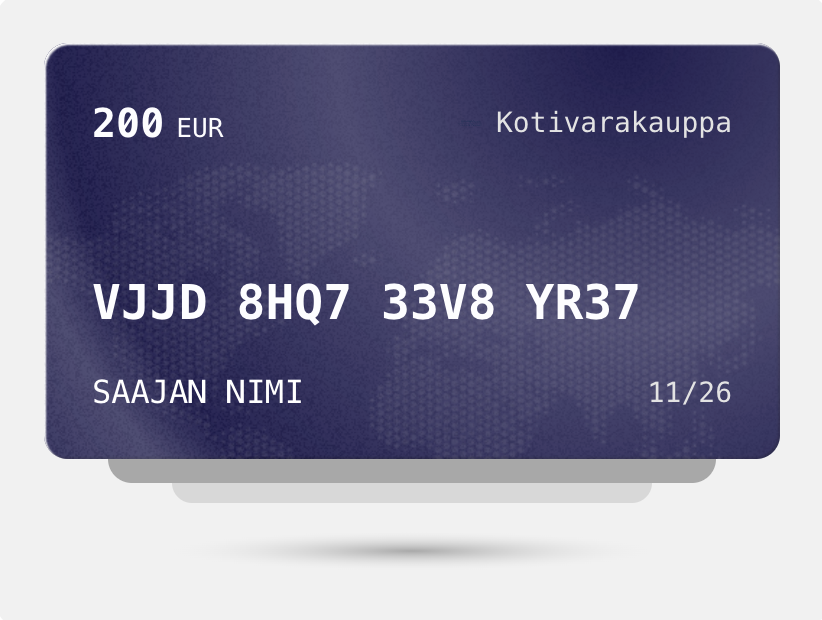 Kotivarakaupan lahjakortti